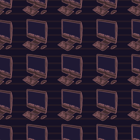 Modern stylish personal computer, vector illustration, background, seamless patternのイラスト素材