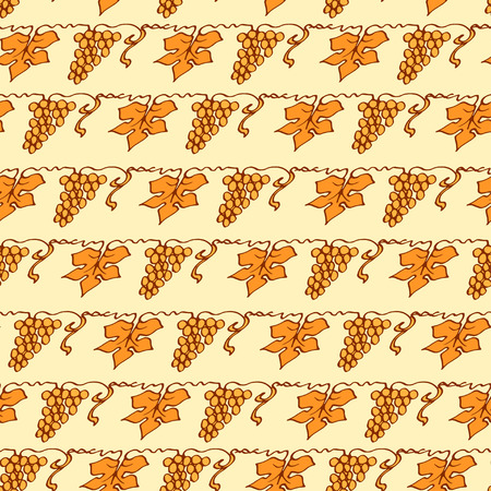 Grapes lattice seamless pattern in floral style, reminiscent of Egyptian and Greek vase painting designsのイラスト素材