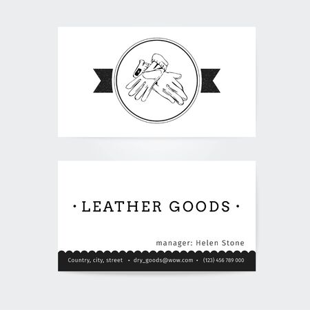Business card design  vector template of haberdashery, womens accessories, clothes , black and white colorのイラスト素材