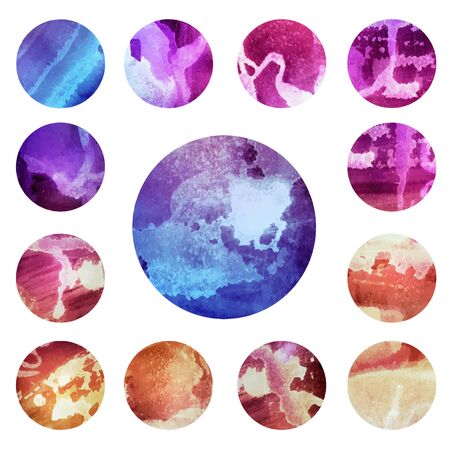 Watercolour circle vector textures. Mega-useful pack for  your designs. Perfect for branding, greetings, websites,  merchandise designs and so much more. Bright purple color  illustration.の写真素材