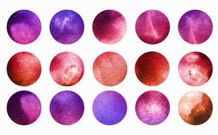 Watercolour circle vector textures. Mega-useful pack for  your designs. Perfect for branding, greetings, websites,  merchandise designs and so much more. Bright purple color  illustration.のイラスト素材