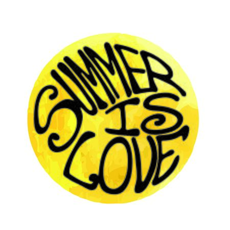 'Summer is love' vintage grunge hand lettering in sunny yellow circle for t-shirt apparel, print, poster, card design etc. Vector Illustration.のイラスト素材
