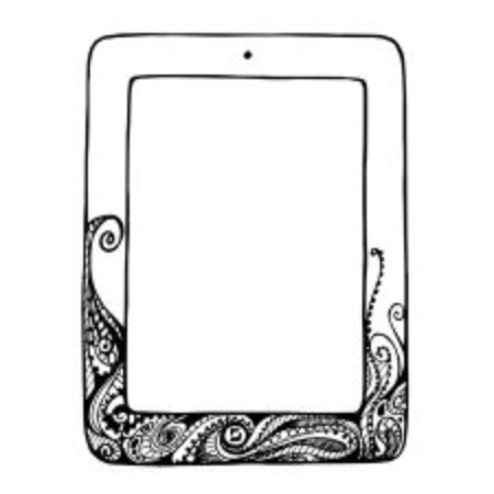 Sketch tablet computer with curlicues and flourishes doodle ornament, vector illustration Tabletのイラスト素材
