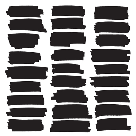 Black highlight stripes, banners drawn with markers. Stylish highlight elements for design. Vector banners marker stroke, spots bright colorのイラスト素材