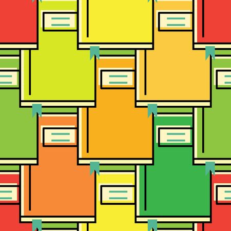 Bright color pattern of the books, notebooks, vector pattern learning about education office work. Back to school patternのイラスト素材