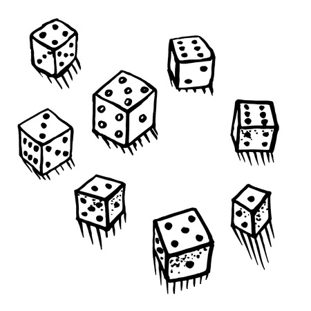 Vector illustration of dice on the white background sketchのイラスト素材