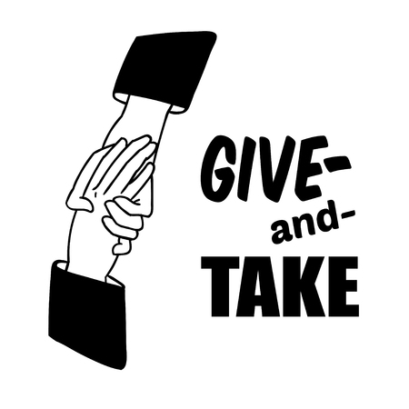 Hand holding hand for help and hope icon vector handshake support give and takeのイラスト素材