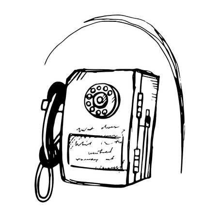 sketch style vector illustration of a coin operated public payphoneのイラスト素材