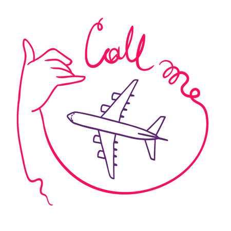 Call me sign with elegant womans hand vector sketchのイラスト素材