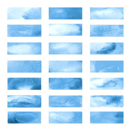 Blue color banners drawn with japan markers. Stylish elements for design. Vector marker strokeのイラスト素材