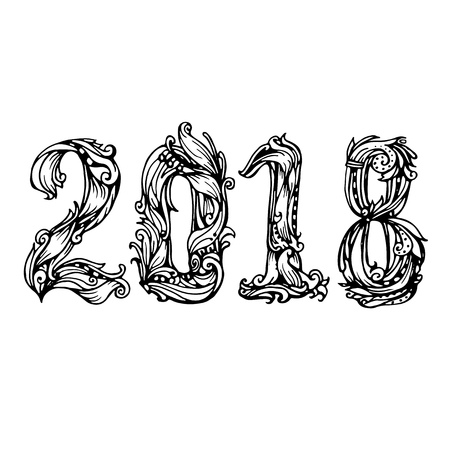 Festive illustration vector calligraphic lettering numbers for cardsのイラスト素材
