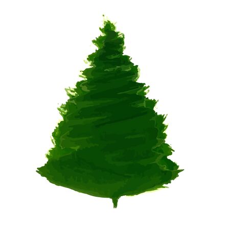 Christmas tree silhouette, isolated on white background.のイラスト素材