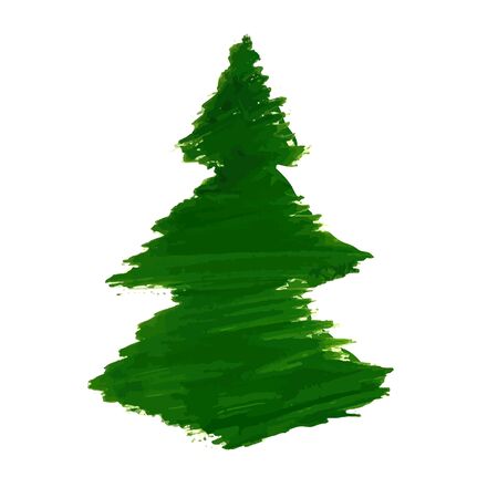 Christmas tree silhouette, isolated on white background, vector illustrationのイラスト素材