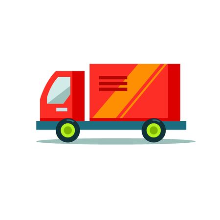 Delivery truck icon bright red colors flat style. Delivery service concept. Vector illustration.のイラスト素材