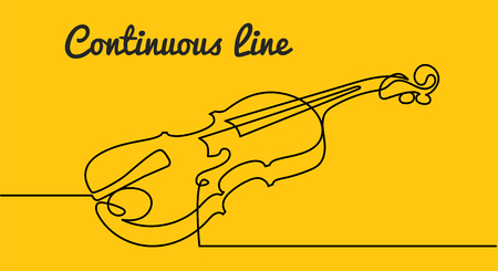 continuous line drawing of three-quarter violin vector. Musical instrumentのイラスト素材