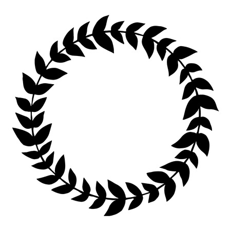 Vector black silhouette bay leaves wreath. Template for wedding invitation and save the date cards or other designのイラスト素材