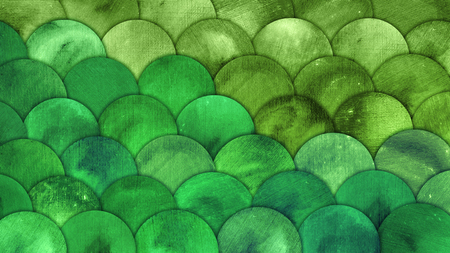 Mermaid Scales Watercolor Fish squame Green Grunge Backgroundの写真素材