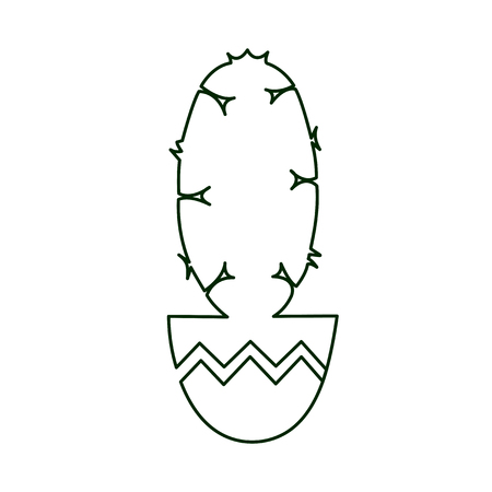 Continuous Line Drawing of Vector Cute Cactus Black and White Sketch House Plants Isolated on White Background. Potted Cactiのイラスト素材