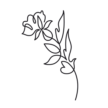 Continuous one line drawing. Beautiful rose flower logo. Vector illustration. Concept for logo, card, banner, poster, flyerの写真素材