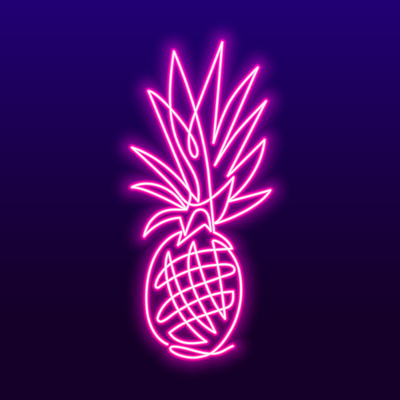 Continuous line drawing of pineapple concept of fruit vector illustration. Vector neon signの写真素材
