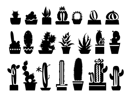 Continuous line drawing of Cactus and succulent icons set.のイラスト素材