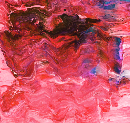 Abstract red paint background. Pink color Acrylic pour texture with marble pattern.の写真素材