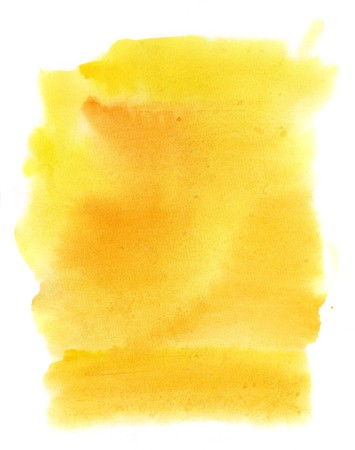 yellow watercolor painted background texture on white paperの写真素材