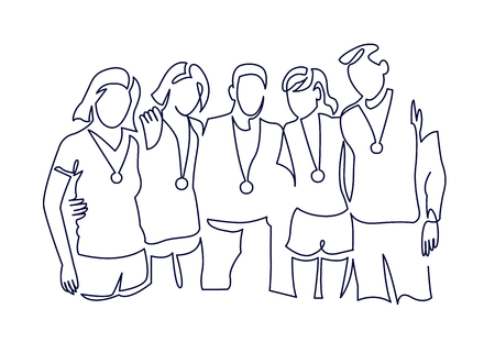 Winner team continuous one line vector drawingの写真素材