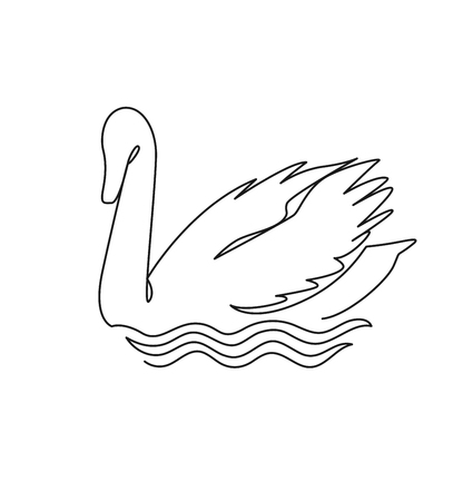 Swan continuous one line vector drawing.の写真素材