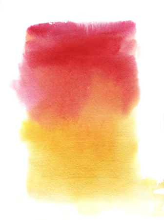 yellow red watercolor painted background texture on white paperの写真素材