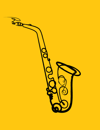 Sketch hand drawing of saxophone isolated vector art. Musical instrument for decoration, design, invitation jazz festival, music shopの写真素材