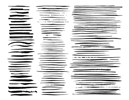 Big collection of black paint, ink brush strokes, 120 brushes, lines. Dirty artistic design elements. Vector illustration isolated on white background. Freehand drawingの写真素材