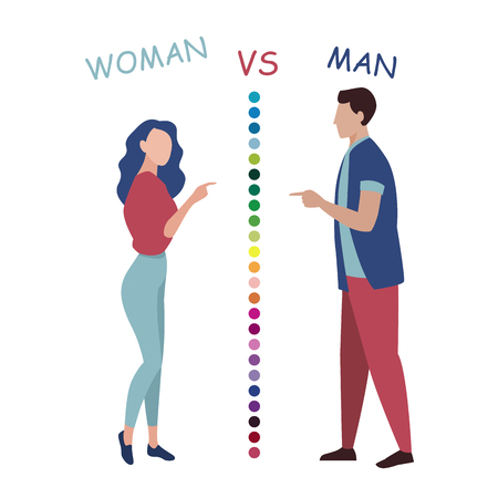 Woman versus man, quarrel flat vector illustrationのイラスト素材