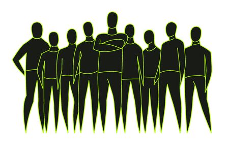 Winner team black silhouette vector drawing. Community cooperation, society connectionのイラスト素材