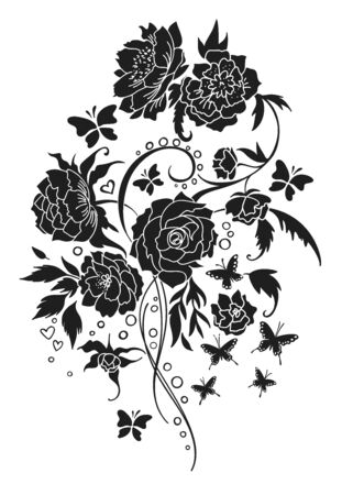 Vintage flower bouquet tattoo style.のイラスト素材