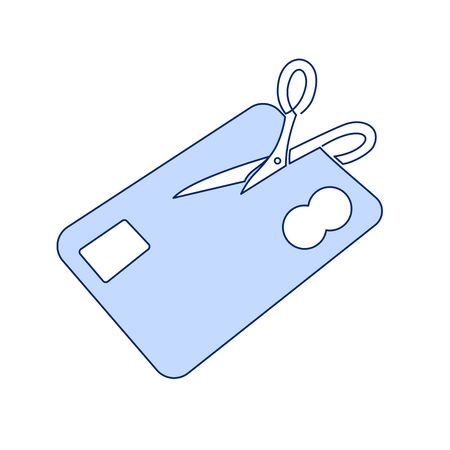 Expired Credit Card Thin Line Vector Icon. Cancel a plastic card outline illustration isolated on the white backgroundのイラスト素材