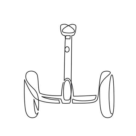 Continuous one line drawing of  icon isolated on white background. Self-balancing scooter symbol modern, simple, vector Illustrationのイラスト素材