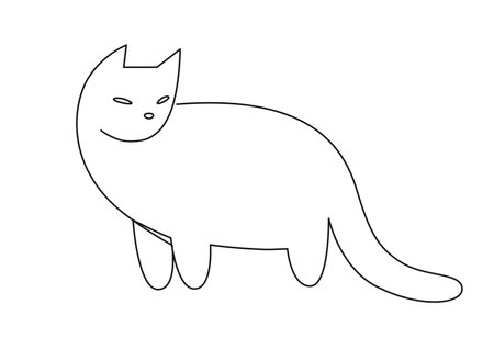 Vector illustration of a cat standing sideways, depicted with thin lines. Clean and minimalist design. Perfect for logos, pet-related businessesのイラスト素材
