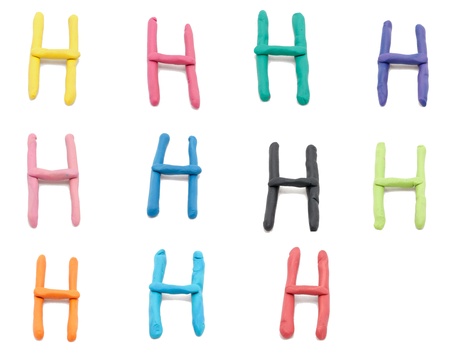 set of one letter made from color clay islated on white backgroundの写真素材