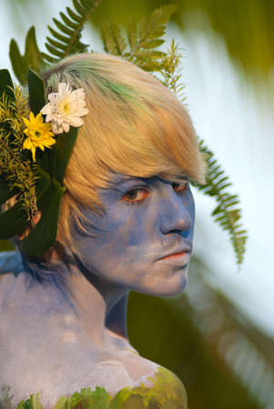 KO SAMUI, THAILAND - MARCH 26,2011 - Model picture body painting in Ko Samui island, Thailand. The...
