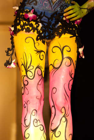KO SAMUI, THAILAND - MARCH 26,2011 - Model picture body painting in Ko Samui island, Thailand. The first body painting in asia.のeditorial素材