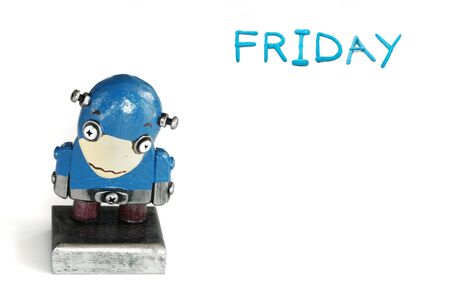 color of day in one week  with modern robotの写真素材