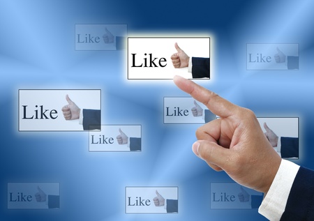 art work for like button from real hand  nice backgroundの写真素材