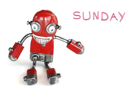 color of day in one week  with modern robotの写真素材