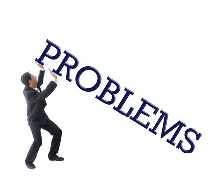 One business man pushing object for business idea.の写真素材