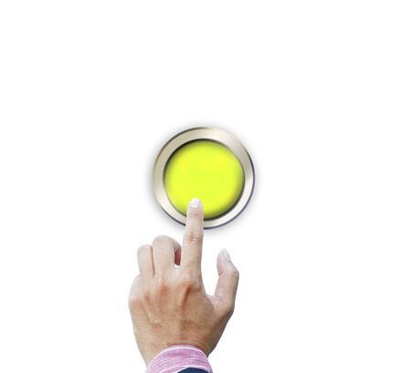 one business hand pressing an attractive green button.