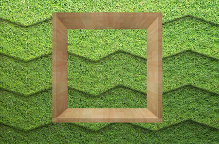 single wood box on attractive grass background.