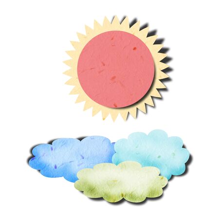 recycled paper art craft for sunny sky.の写真素材