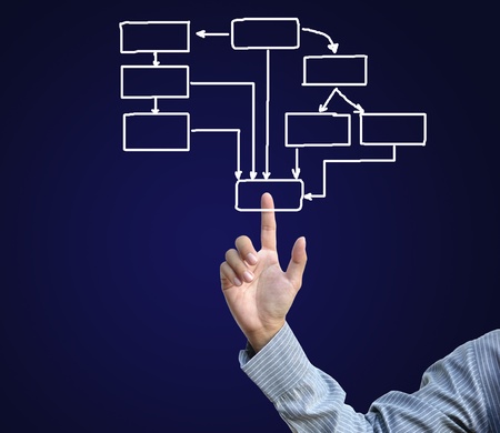 artwork from business hand pointing virtual screen.