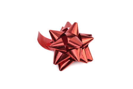 Red ribbon isolated on white background.